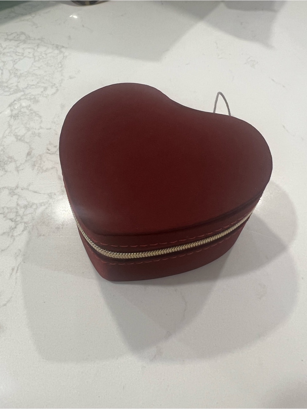 a new day Heart-Shaped Jewelry Case - Burgundy with Gold Zipper